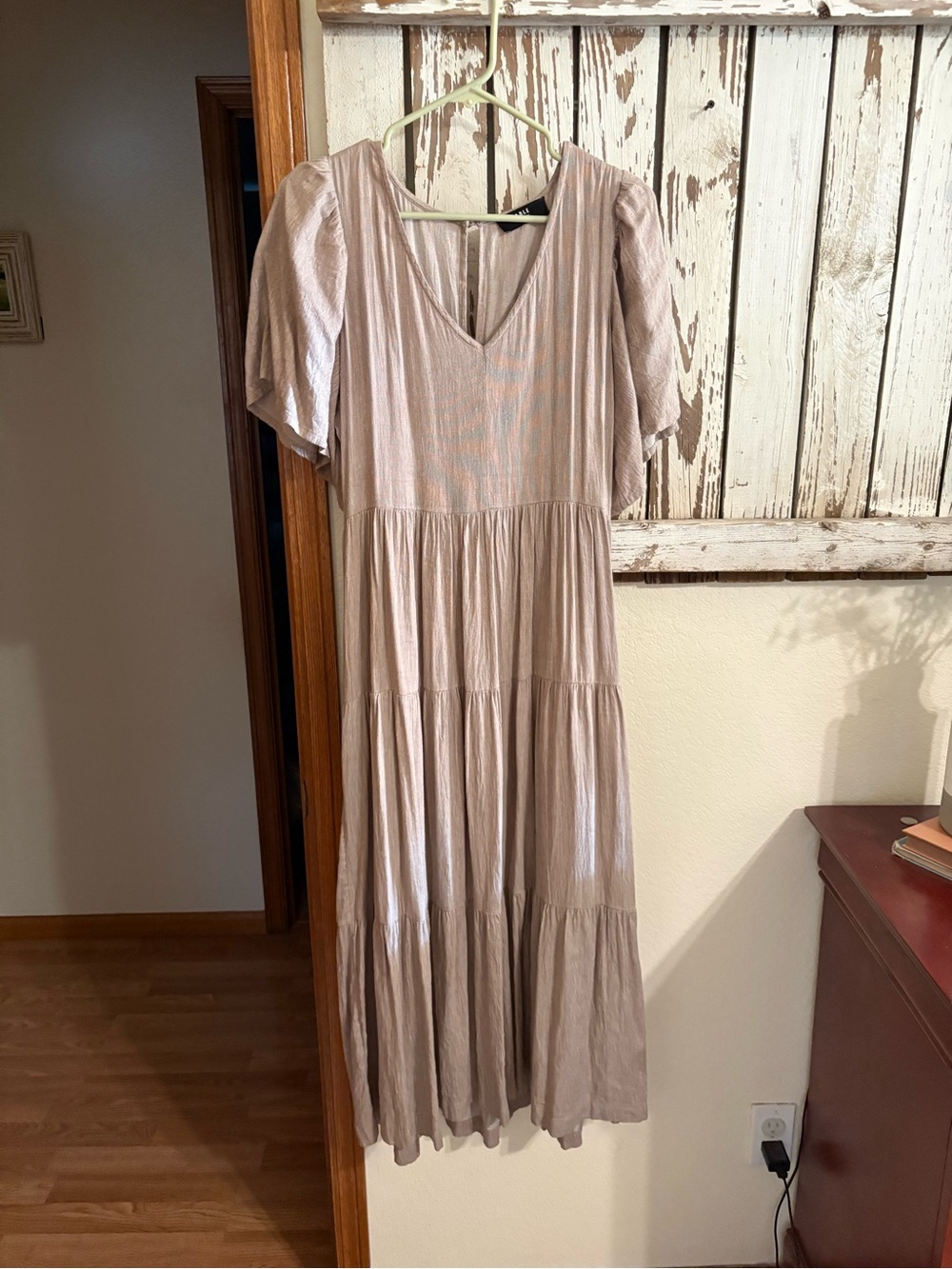 ABLE Women’s Tiered Midi Dress in Light Taupe